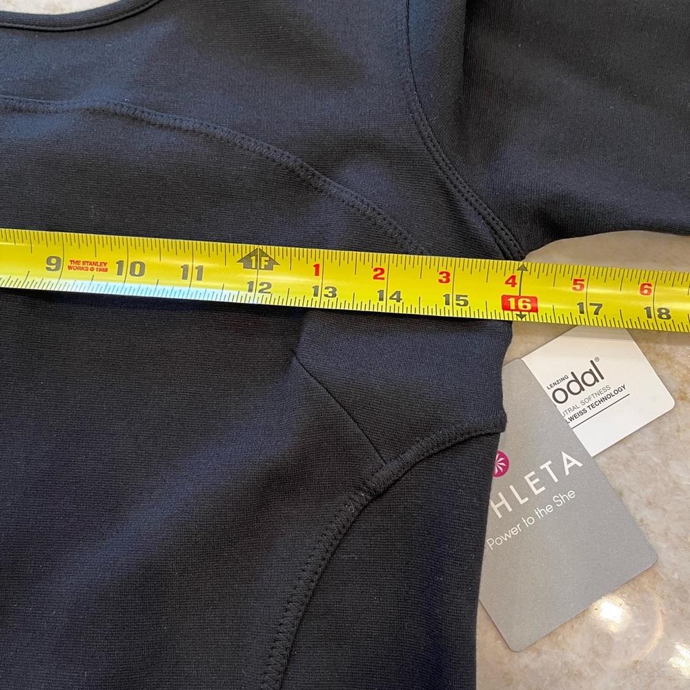 NEW Athleta Illusion Ponte Knit Black Long-Sleeve Dress Small LBD Athleisure - Picture 9 of 12